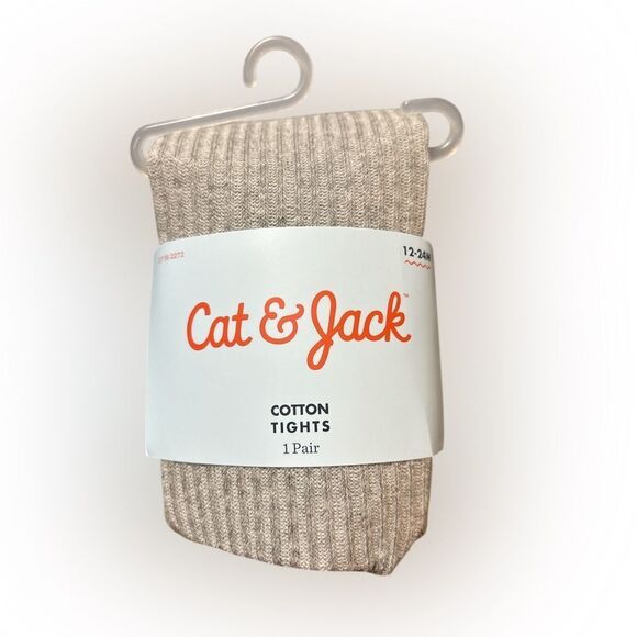 Nwt 12-24m cat & Jack gray cotton tights - Picture 1 of 2